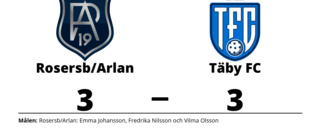 Delad pott när Rosersb/Arlan tog emot Täby FC