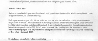 Missförstånd bakom brev om radon