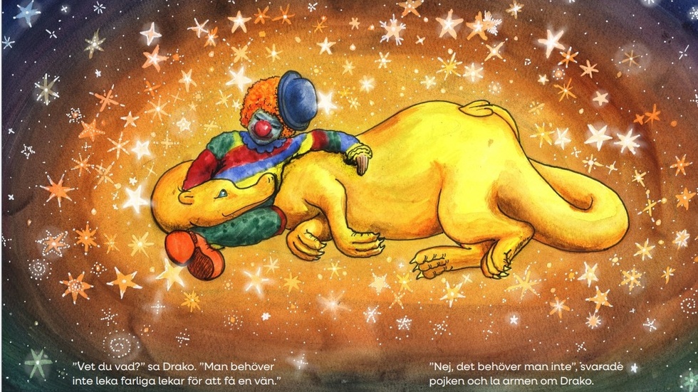 "Man behöver inte leka farliga lekar för att få en vän" säger draken Drako till pojken i boken "Drako vill inte vara farlig", en bilderbok för barn 3–6 år gamla.