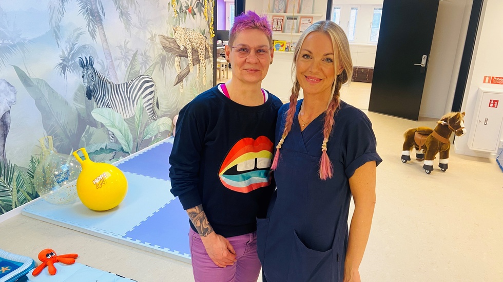Barnläkaren Anna Breyer och barnsjuksköterskan Anna Videla hoppas att vårdcentralen Snabbdoktors minsta patienter och besökare ska trivas på den helt nya barnavårdscentralen.