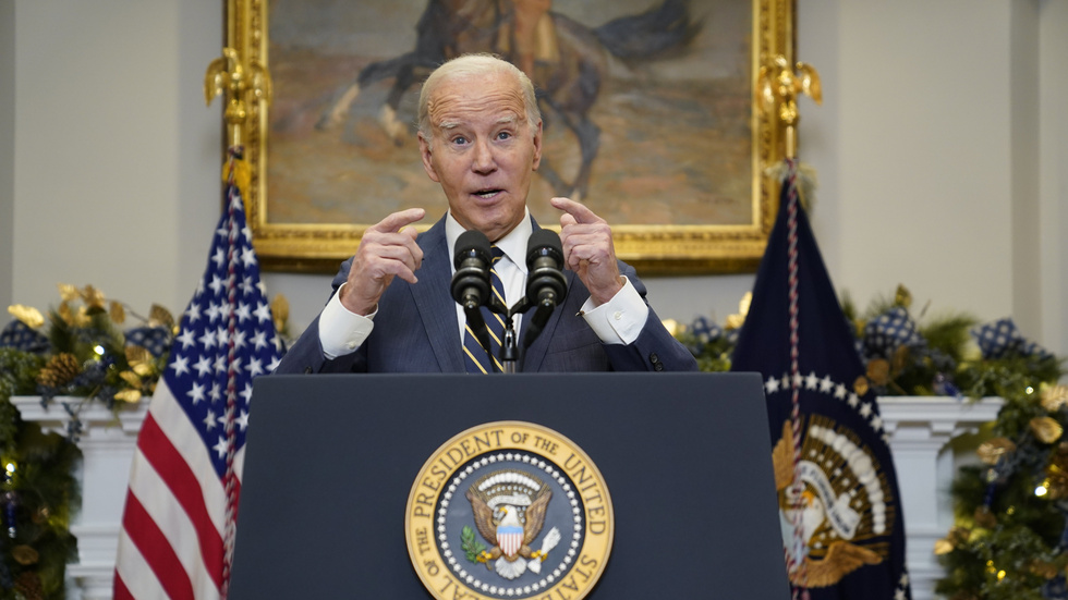 USA:s president Joe Biden i Vita huset under onsdagen.