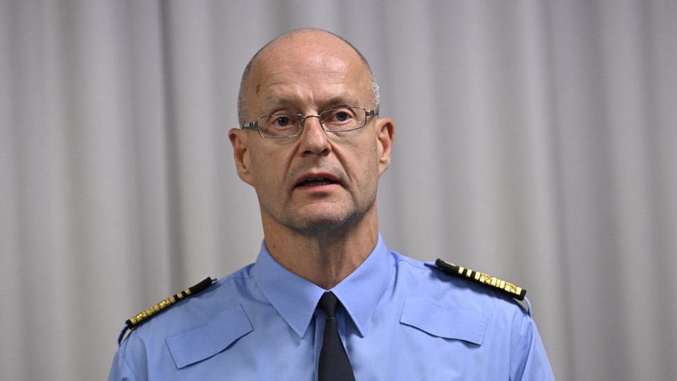 Polischef Mats Löfving vid en pressträff i september 2022. Arkivbild.