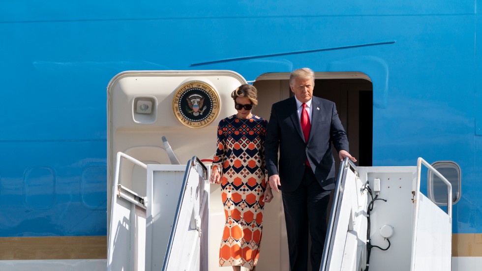 Expresident Donald Trump och USA:s tidigare första dam Melania Trump vid förra veckans ankomst till Florida.