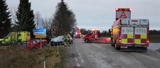 En person förd till sjukhus efter trafikolycka