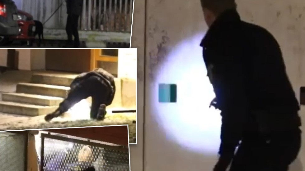 Bilder från platsen visar att polisen söker intensivt efter något.
