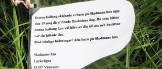 Ballongbrev från Värnamo landade utanför Västervik