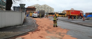 Lastbilstank gick sönder – diesel rann ner i brunnar