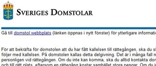 Falska mejl från Sveriges domstolar i omlopp