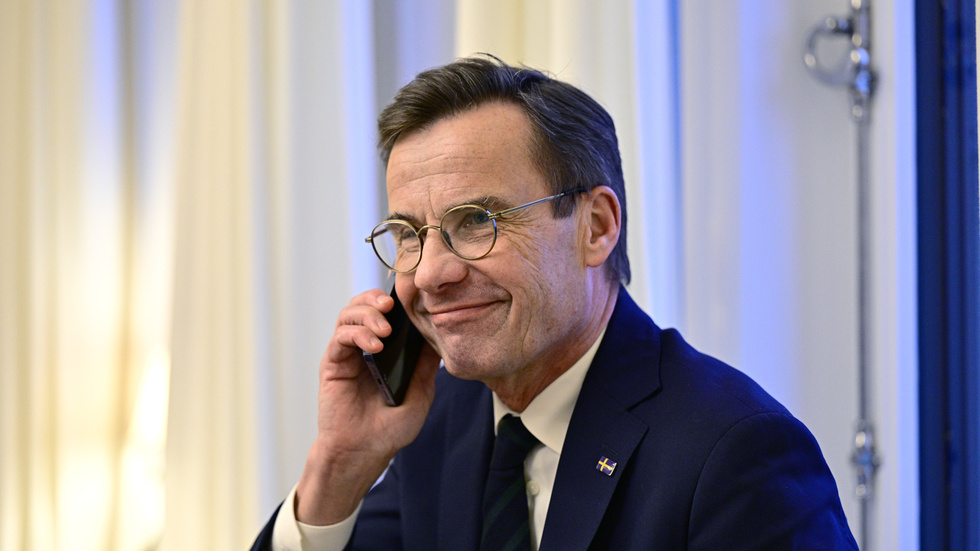 Statsminister Ulf Kristersson (M) var påtagligt nöjd när han tog emot beskedet att Ungerns parlament röstat ja till att ratificera Sveriges Natoansökan.