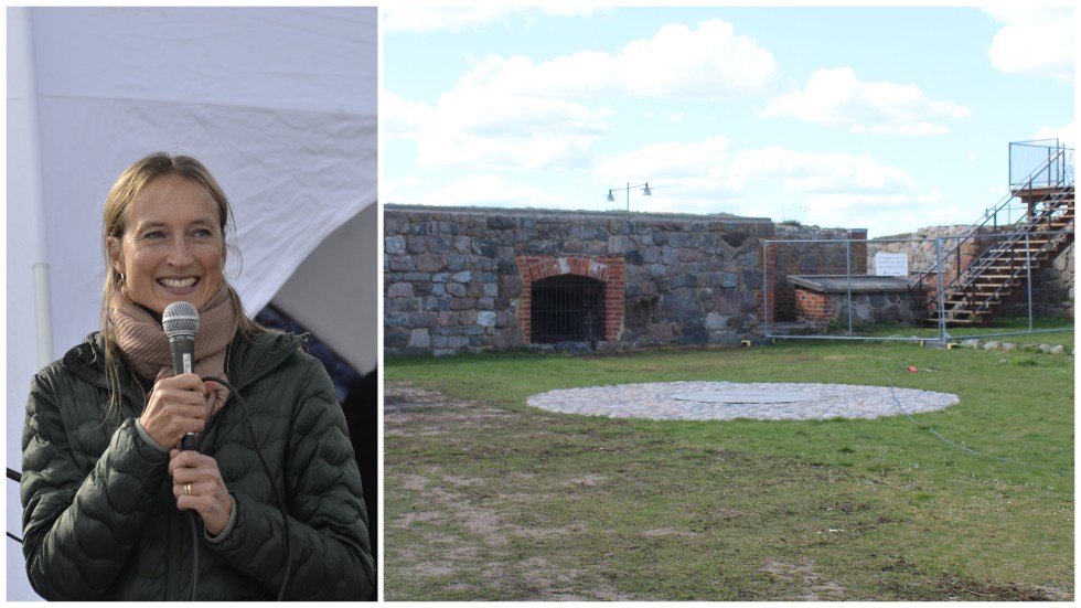 Sofia Hjertqvist säger att de tittar på flera alternativ, när det gäller läktare i Västerviks slottsruin.