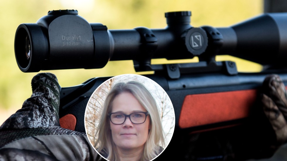 Jeanette Björk konstaterar att ett "flertal jaktvapen" försvann vid villainbrottet i Mariefredstrakten (bilden är ett montage).