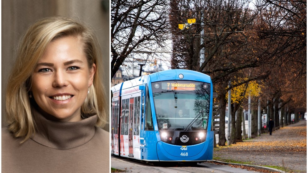 Cecilia Safaee Cecilia från Fastighets AB Hemmaplan menar att spårvägen är viktig för företagets investeringar i Gottsunda (bild från spårvagn i Stockholm).