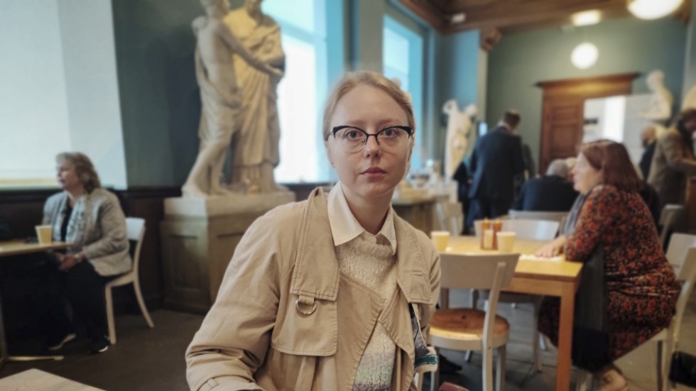 Anna Kuzminykh, medlem i Pussy Riot, vid förbundet Humanisternas sekulära högtidsstund inför riksmötets öppnande på Konstakademien i Stockholm.
