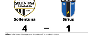 Förlust med 1-4 för Sirius mot Sollentuna