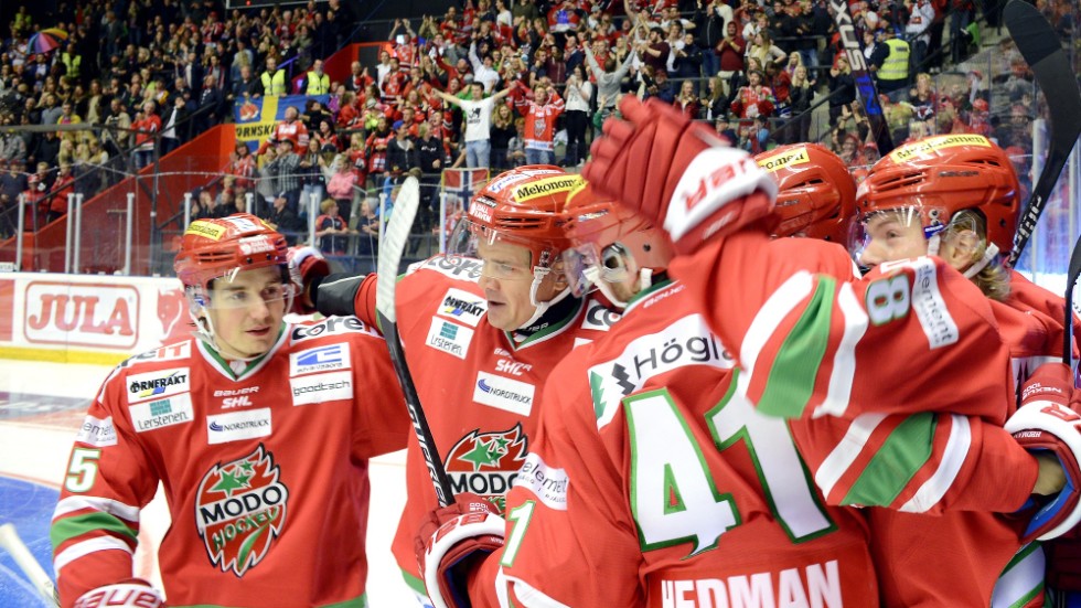 Modo har 3–1 i matcher i finalen mot Djurgården. Seger på onsdagen och klubben kan fira att SHL-kontraktet är klart för nästa säsong. Arkivbild.