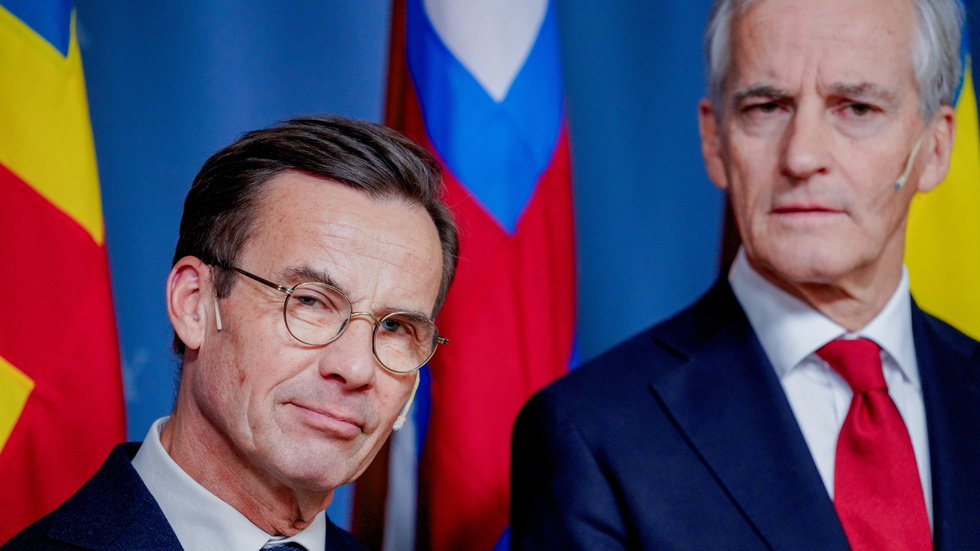 Statsminister Ulf Kristersson (M) mötte sin norske kollega Jonas Gahr Støre (AP) under tisdagen när Nordiska rådet samlades. Arkivbild.