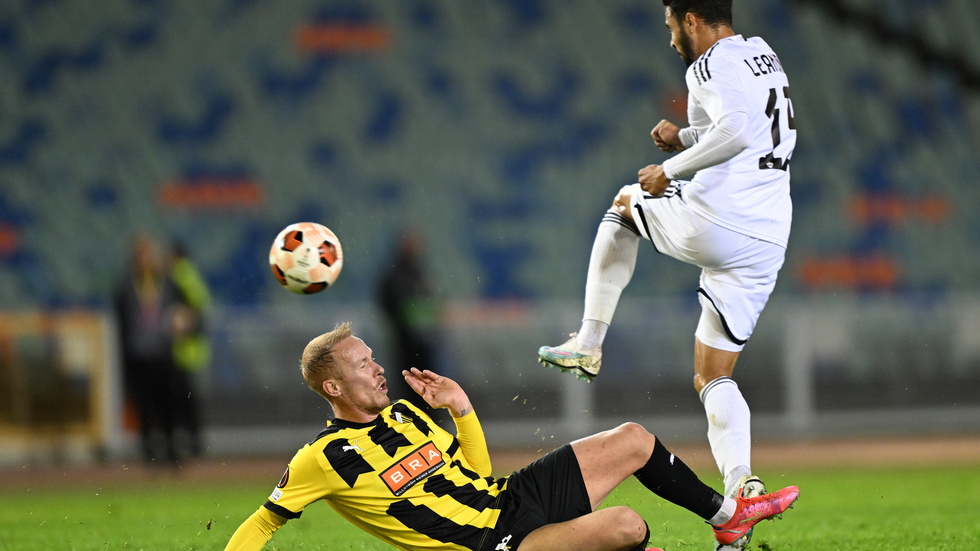 Häckens Mikkel Rygaard i matchen mot Qarabag.