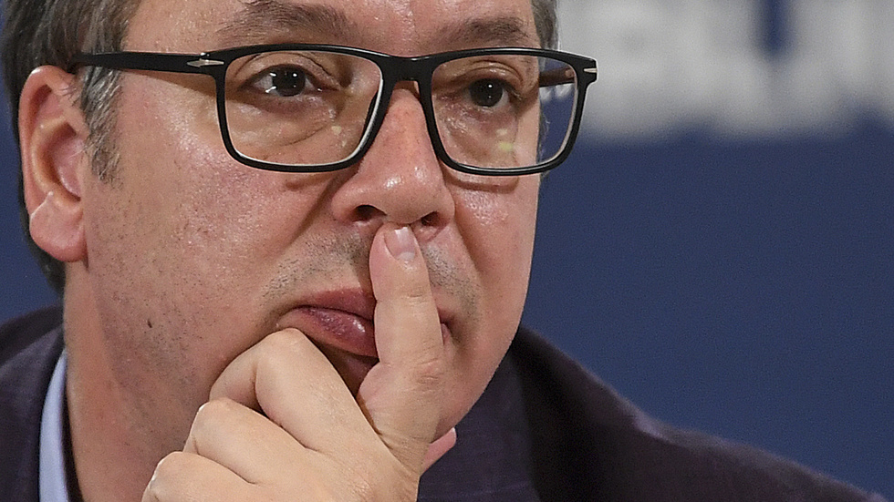Serbiens president Aleksandar Vucic och hans kollegor från Bulgarien och Azerbajdzjan deltar i en öppningsceremoni för en ny gasledning i Nis, Serbien, i helgen. Arkivbild