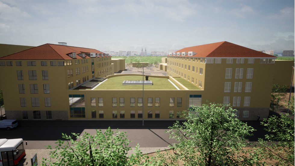 Det nya huset får samma utseende – och byggs ihop med – det befintliga grannhuset.