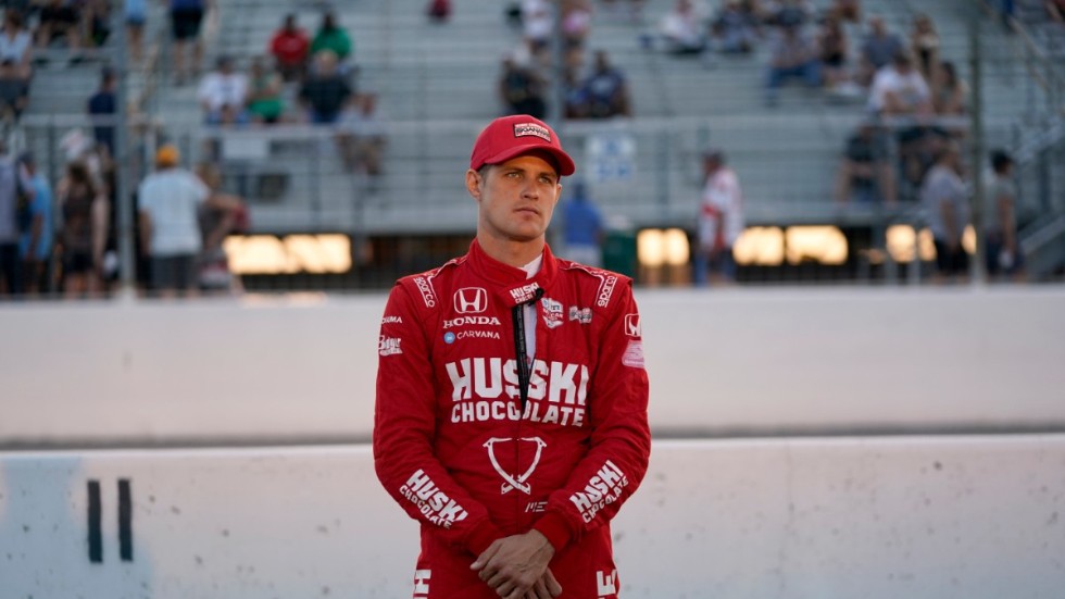 Marcus Ericsson före start i Indycarloppet i Madison.