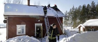 Svårsläckt glödbrand under villatak