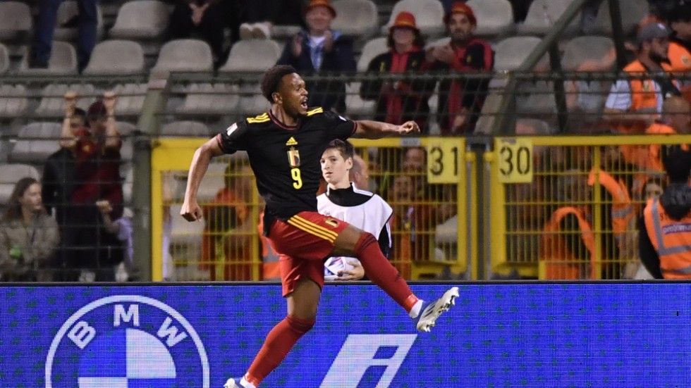 Lois Openda, här i belgiska landslagsdressen, gjorde tidernas snabbaste hattrick i franska ligan. Arkivbild.