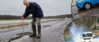 En halv decimeter djupa hål i vägen mot golfbanan: "En katastrof i många år"