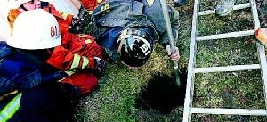 Marken försvann - bildade farligt hål