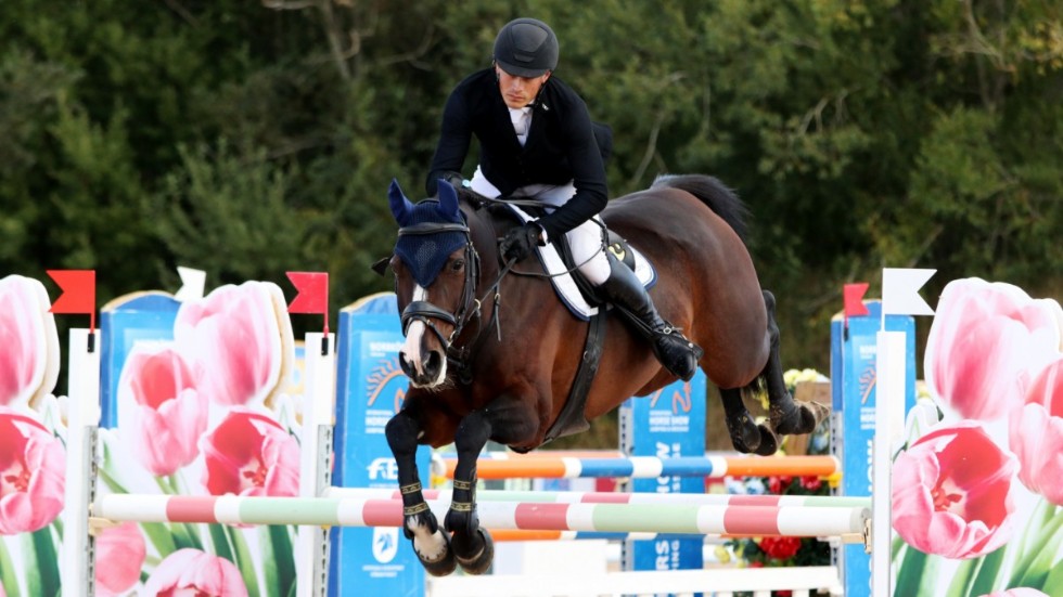 Viktor Melin på Turmina under fredagens 1.45-hoppning. 