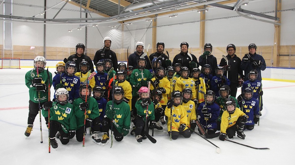 Sommarhockeykul i Sandbrohallen med barn mellan fem och sju år som är på isen under årets hittills varmaste dag.