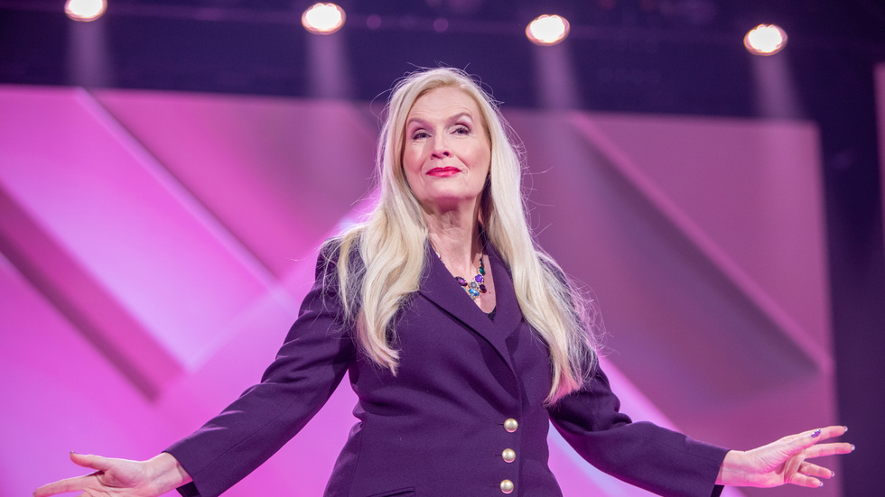 Gunilla Persson uppträdde på Melodifestivalen i Växjö under lördagen den 17 februari.
