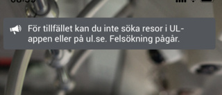 Problem med UL – gick inte att söka efter resor 