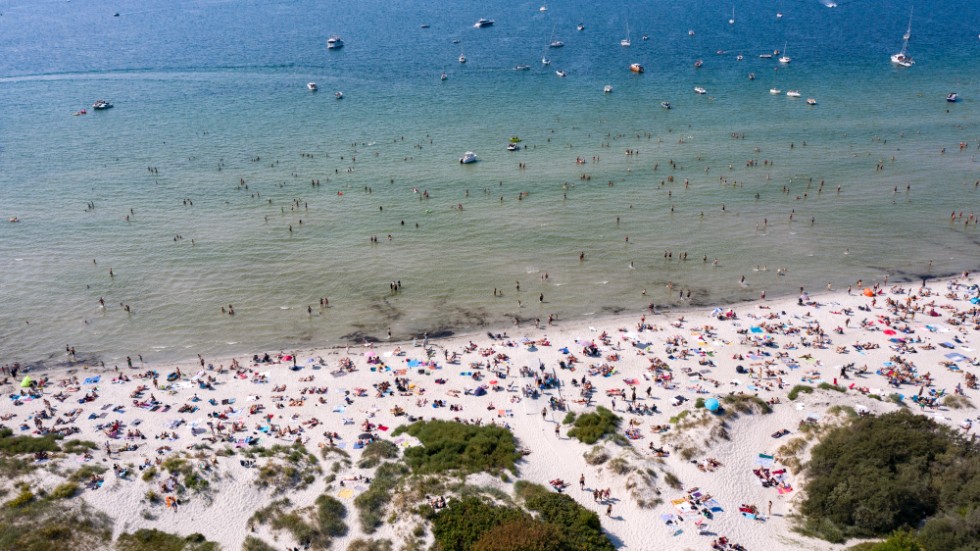 En solig dag på stranden i Lomma i augusti förra året. Arkivbild