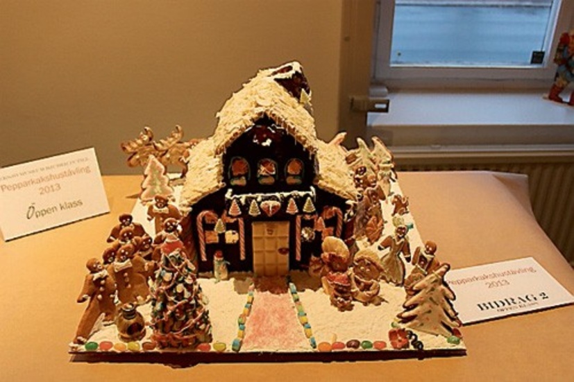 Det vinnande pepparkakshuset i den öppna klassen har tillverkats av Elba Impoliino. Foto: Isabella Lindström