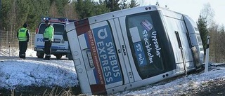 Sju lindrigt skadade i bussolycka