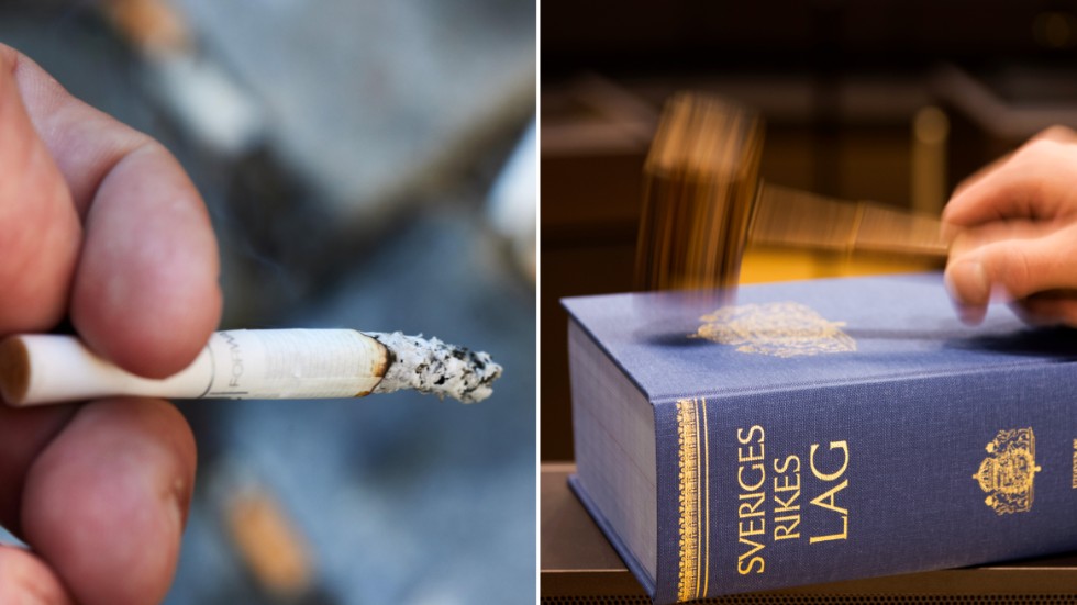 En cigarett som hamnade på marken kostar den åtalade mannen 800 kronor i böter. 
