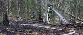 Det brinner i närheten av utegymmet i Gnesta