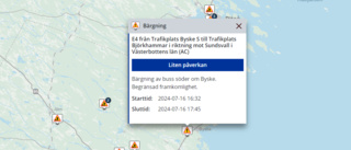 Problem i trafiken på E4 norrut – bärgning av buss
