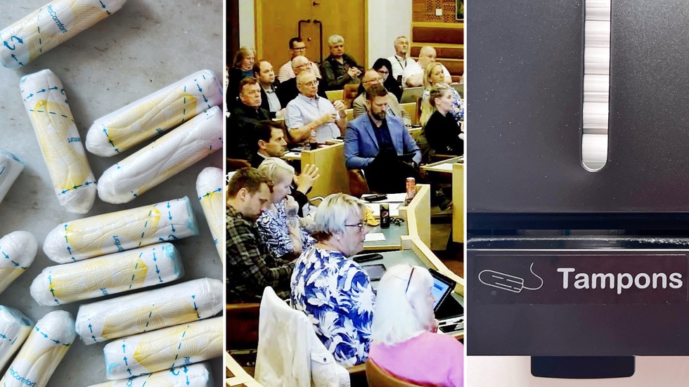 Omröstning gällande en motion i kommunfullmäktige, om gratis mensskydd på skolor i Motala. 
