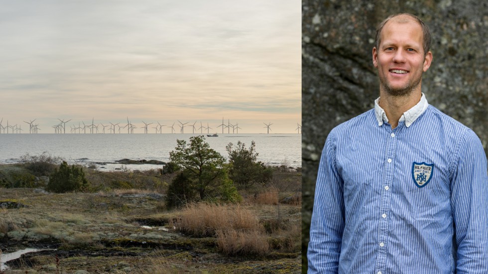 Visualisering från Persö av hur vindkraftparken skulle kunna se ut. Per Edström är projektledaren som skrivit insändaren.