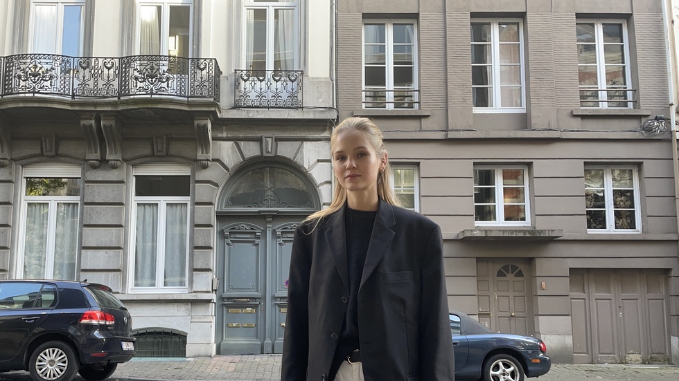 Emmi Remes gör sin praktik i Bryssel och var på EM-kvalmatchen mellan Belgien och Sverige.