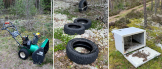 Frysbox och snöslunga dumpades i skogen