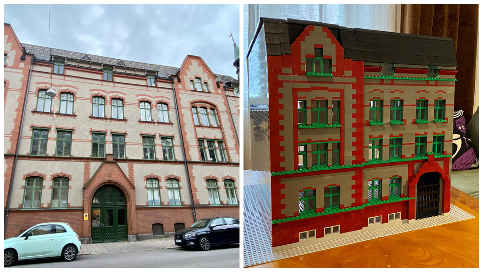 Det riktiga huset på Generalsgatan 57, och varianten i lego. 