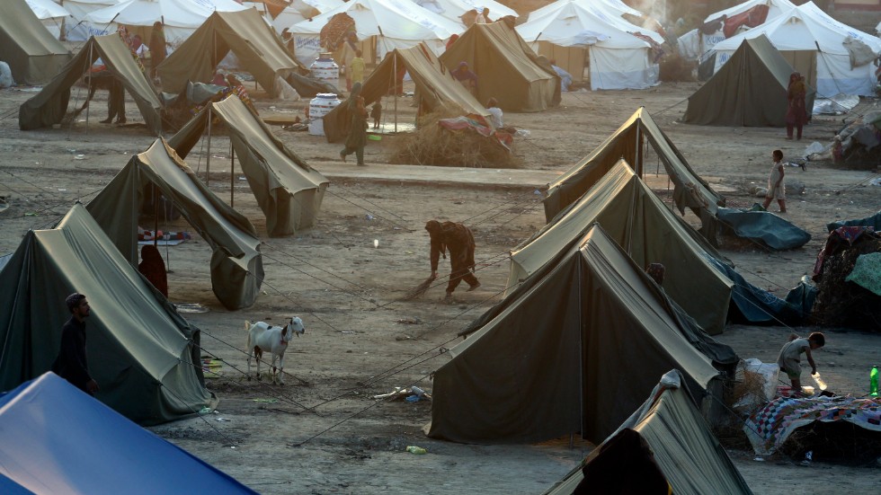 Tillfälliga UNHCR-läger för översvämningsdrabbade.