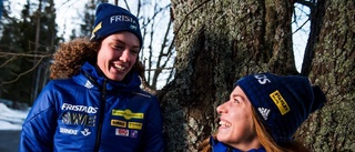 Anna och Hanna åker stafetten i skidskytte