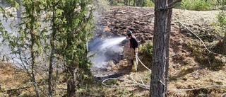 Skogsbrand på 160 kvadratmeter i Hälla