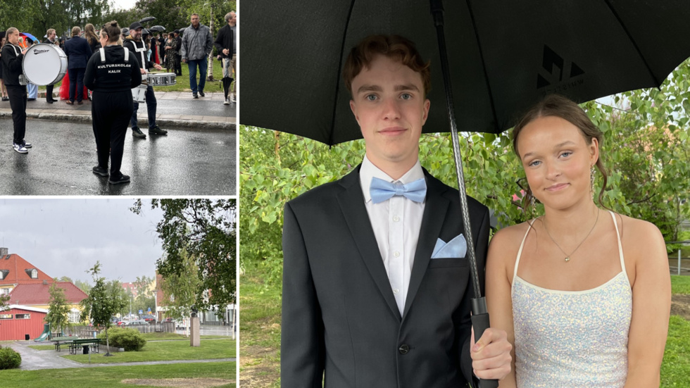 Ett ösregn drabbade Kalix precis innan studenterna skulle samlas för bal. Vi rapporterar direkt  från kvällens festligheter.
