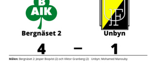 Bergnäset 2 slog Unbyn på hemmaplan