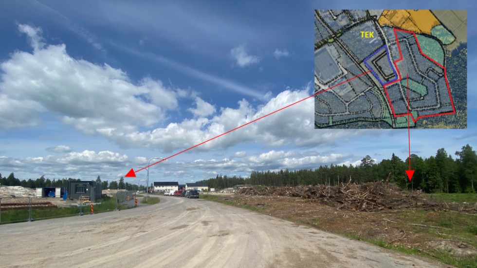 Området som eventuellt ska exploateras har en yta på 400.000 kvm och är markerat med rött i kartan. Det område som är markerat med blått färdigställs just nu och har en yta på 65.000 kvm.