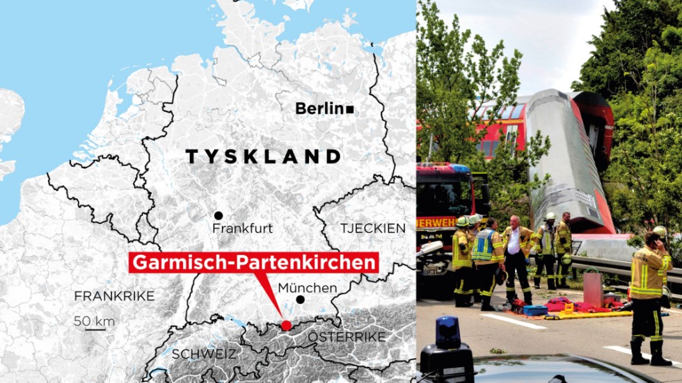 Flera vagnar i ett passagerartåg har spårat ur utanför tyska Garmisch-Partenkirchen.